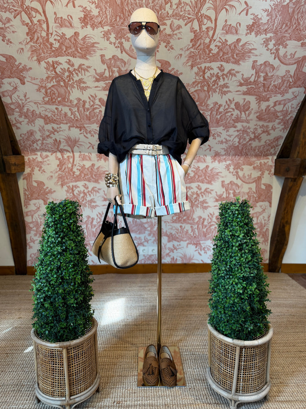 Shorts cotone a righe