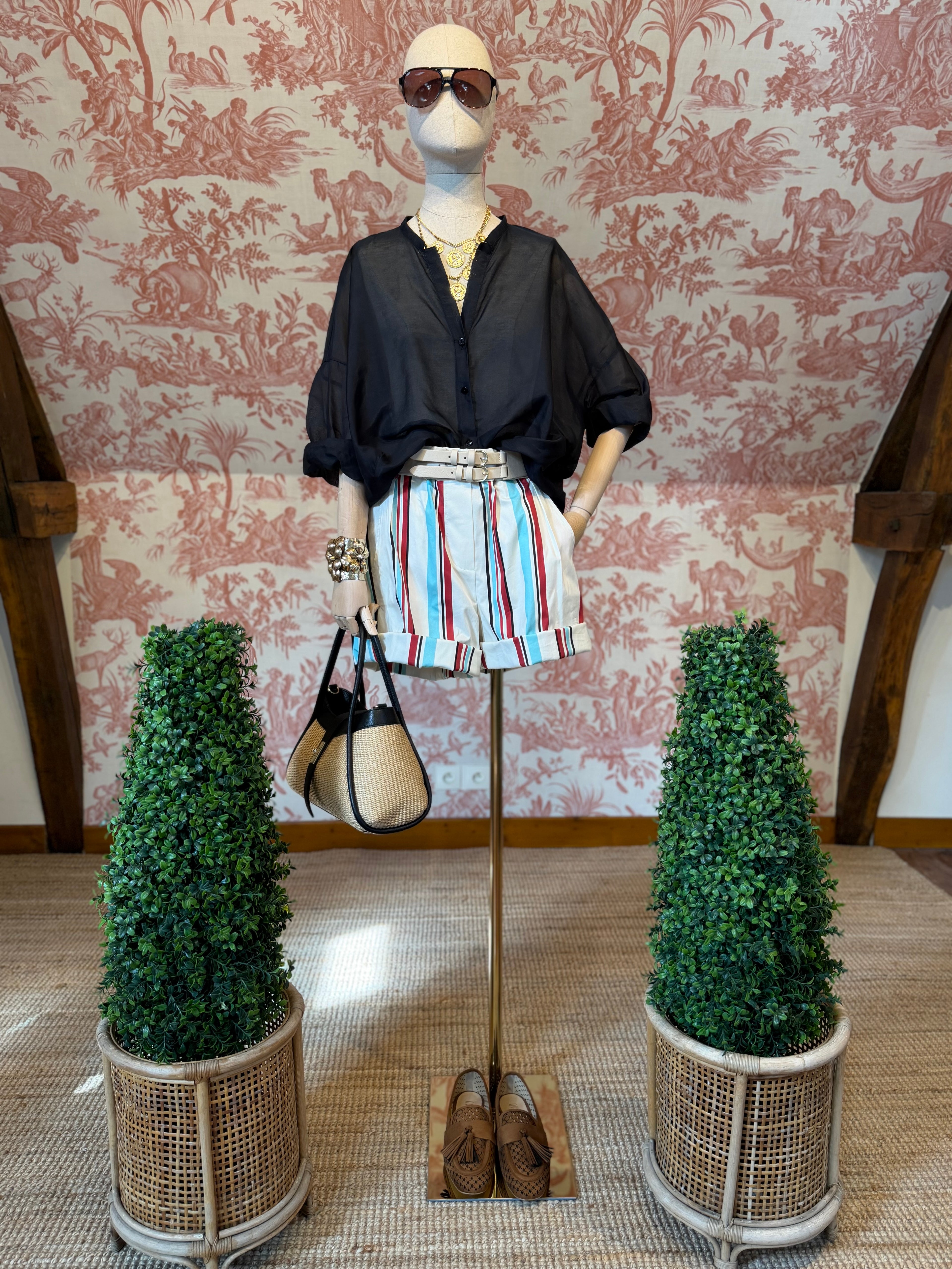 Shorts cotone a righe
