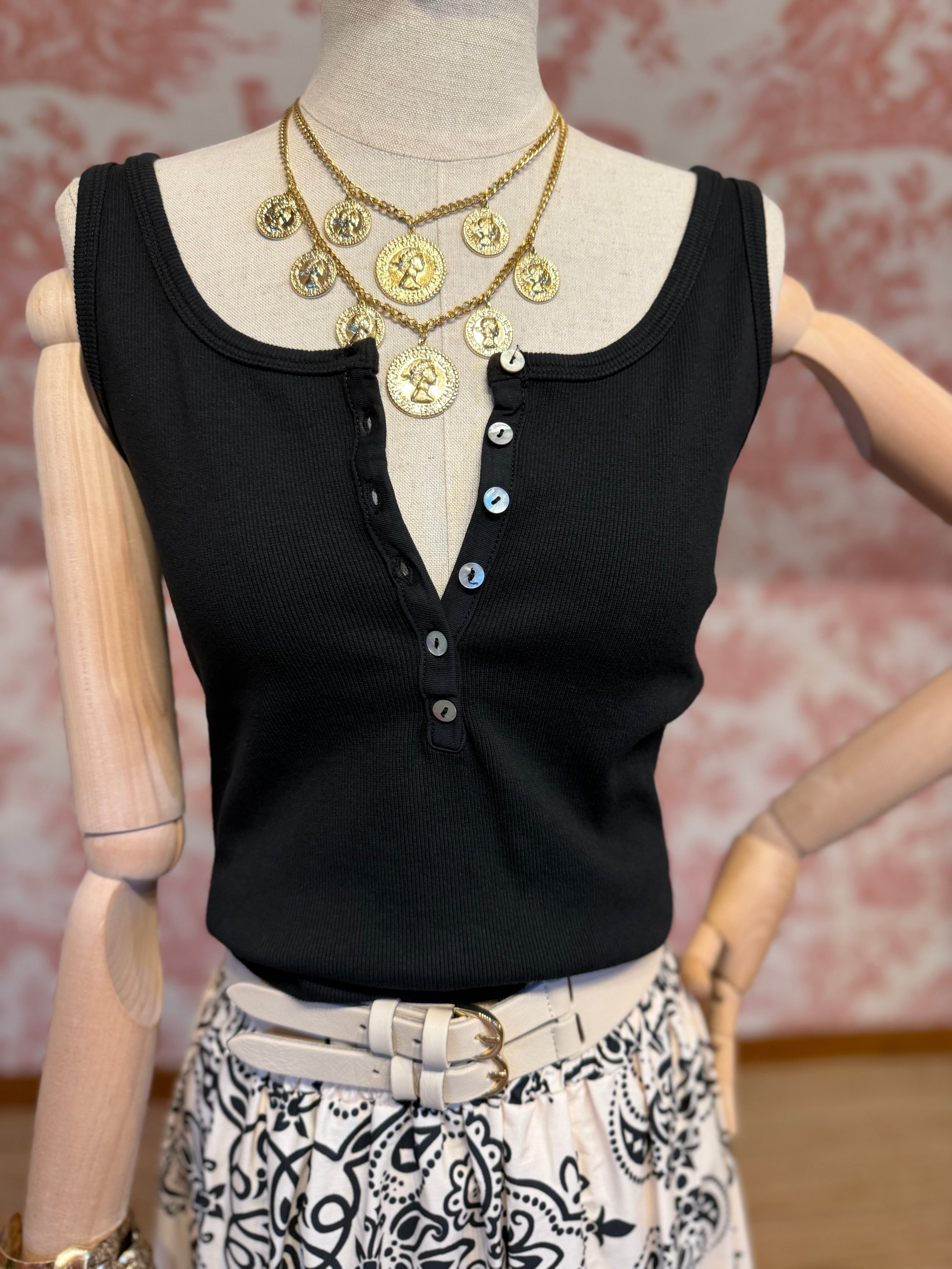 Black ribbed tank top
