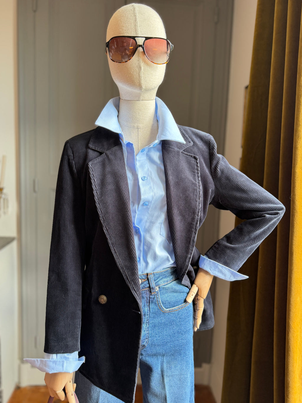 Blazer velluto coste blu