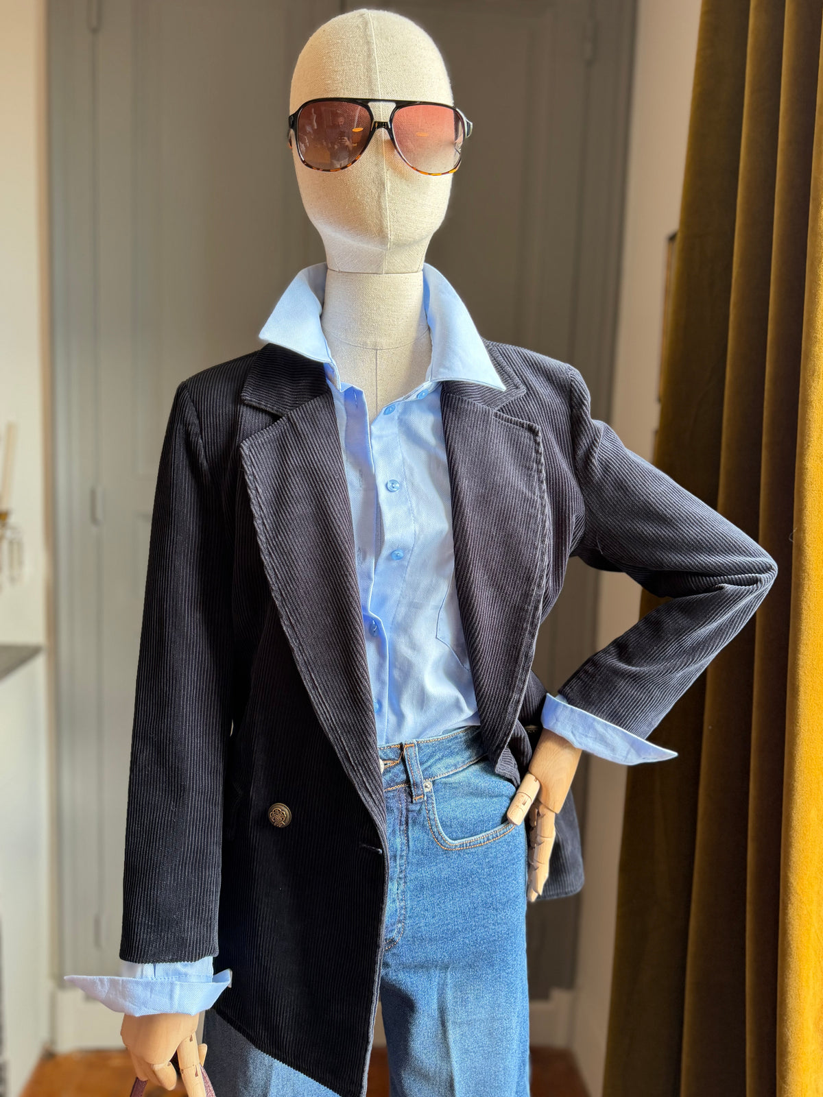 Blazer velluto coste blu