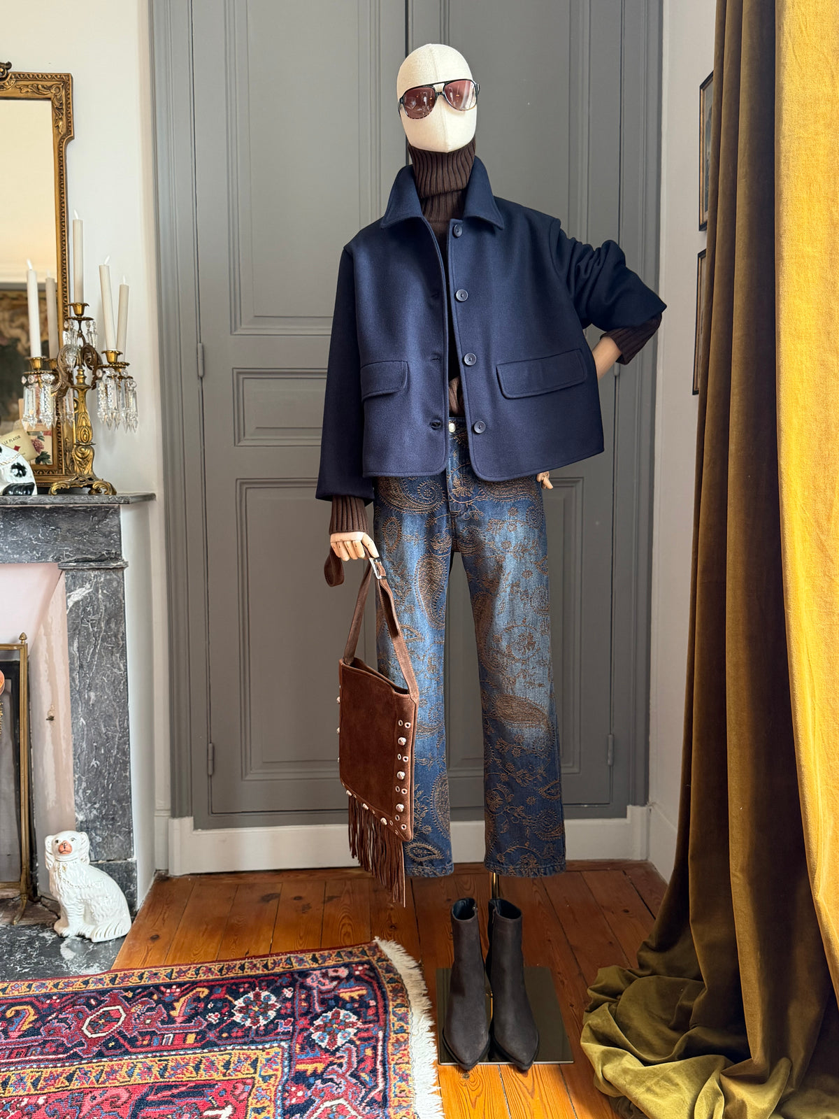 Jeans ricami paisley