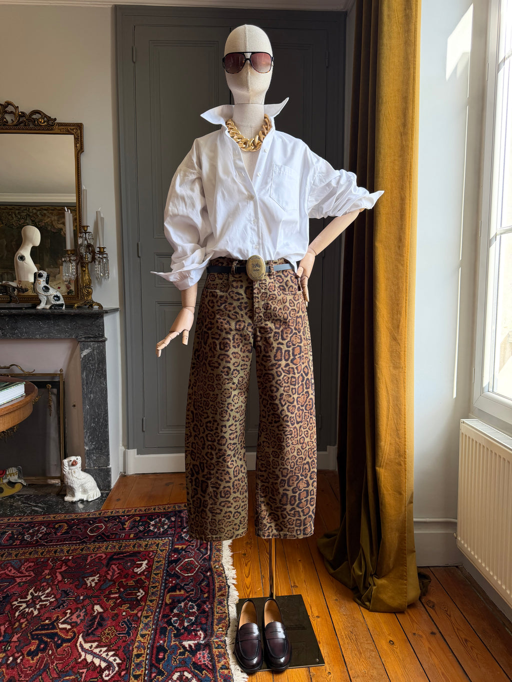 Jeans barrel animalier