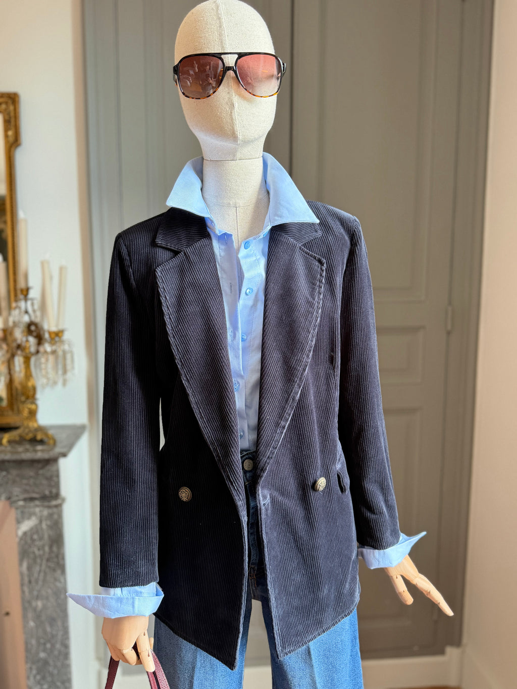 Blazer velluto coste blu