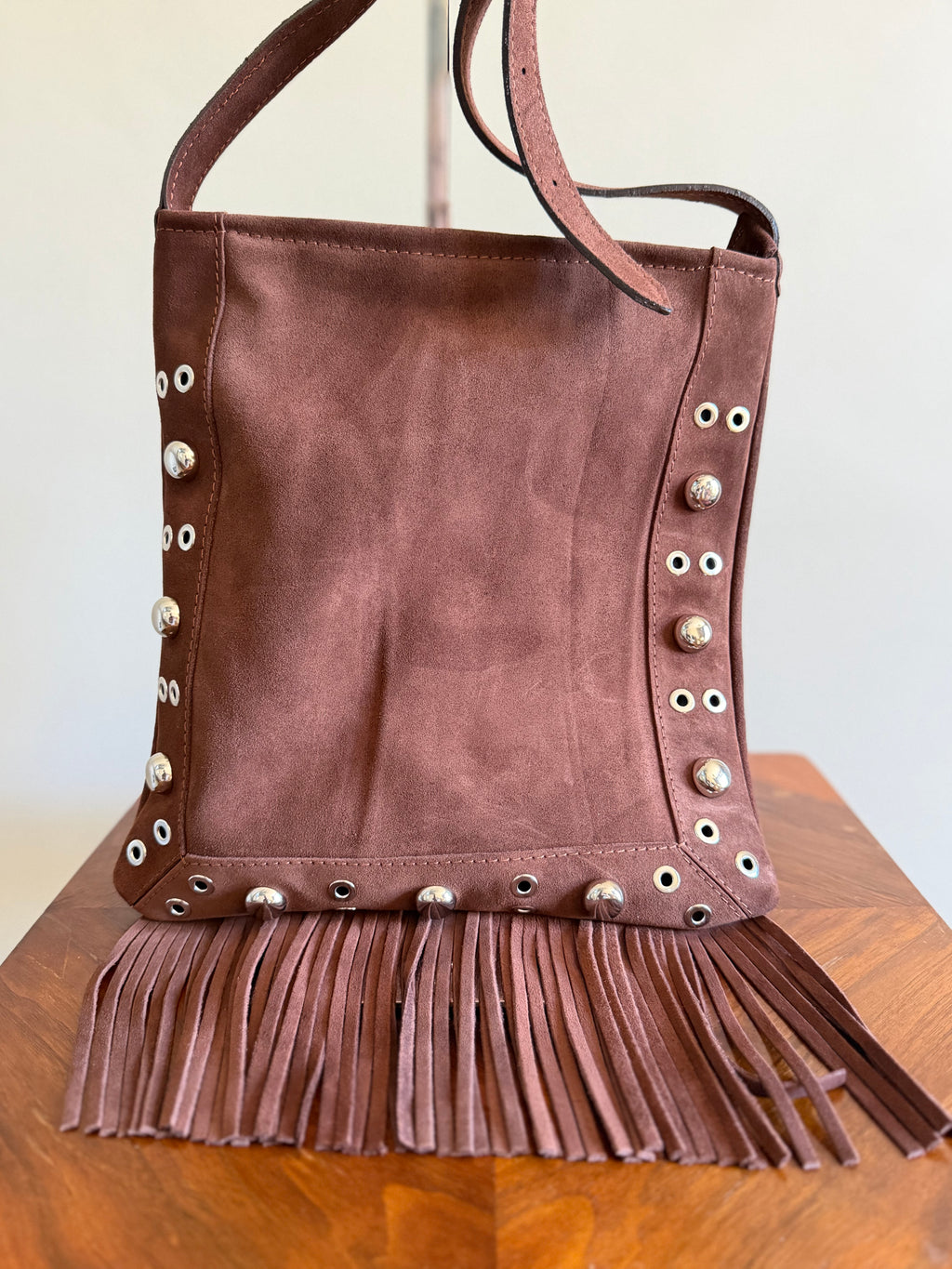 Tan suede shoulder bag