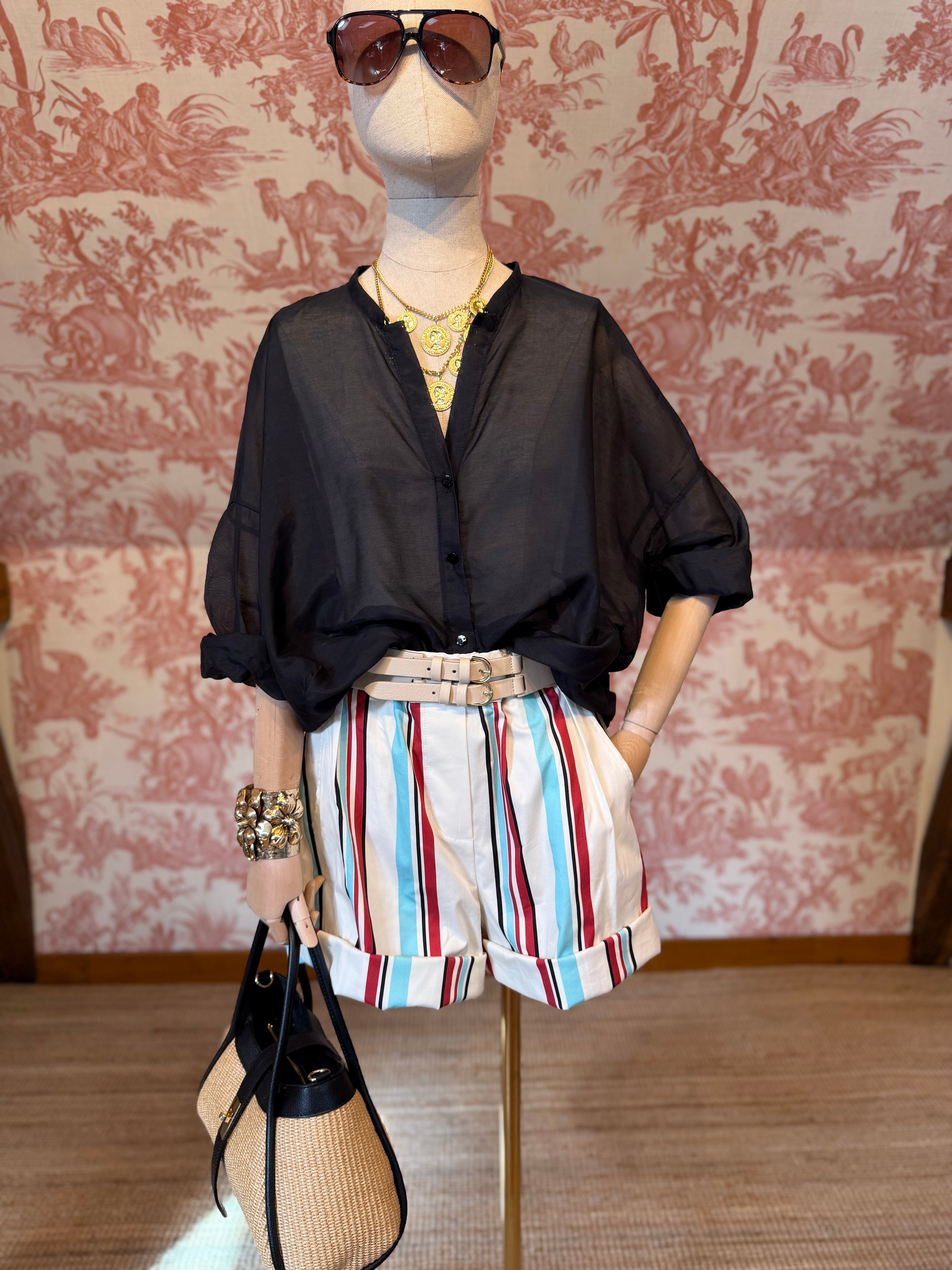 Shorts cotone a righe