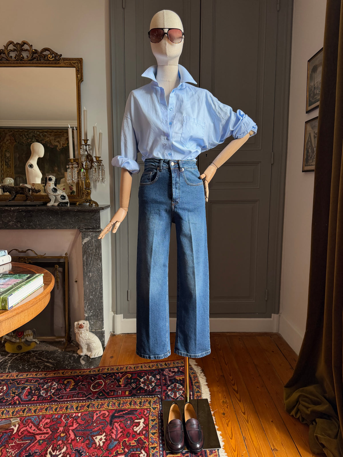 High-waisted cigarette jeans