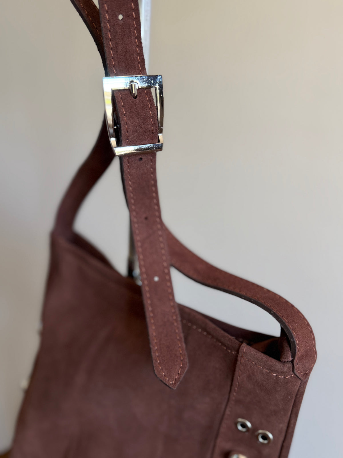 Tan suede shoulder bag