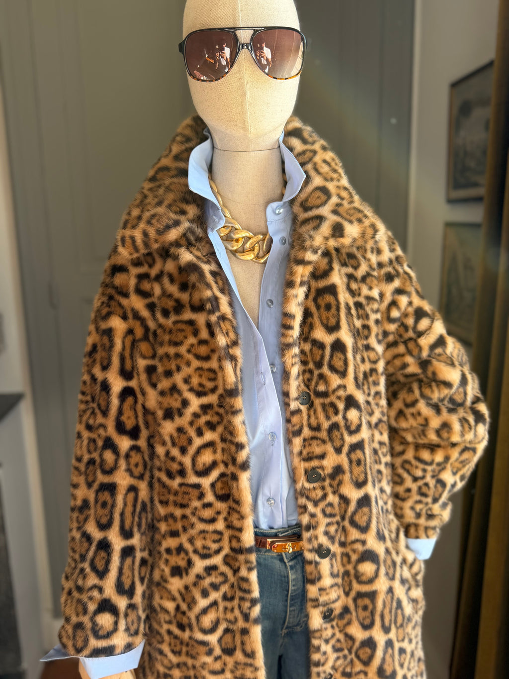 Cappotto ecopelliccia animalier