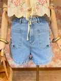 Shorts denim ricami