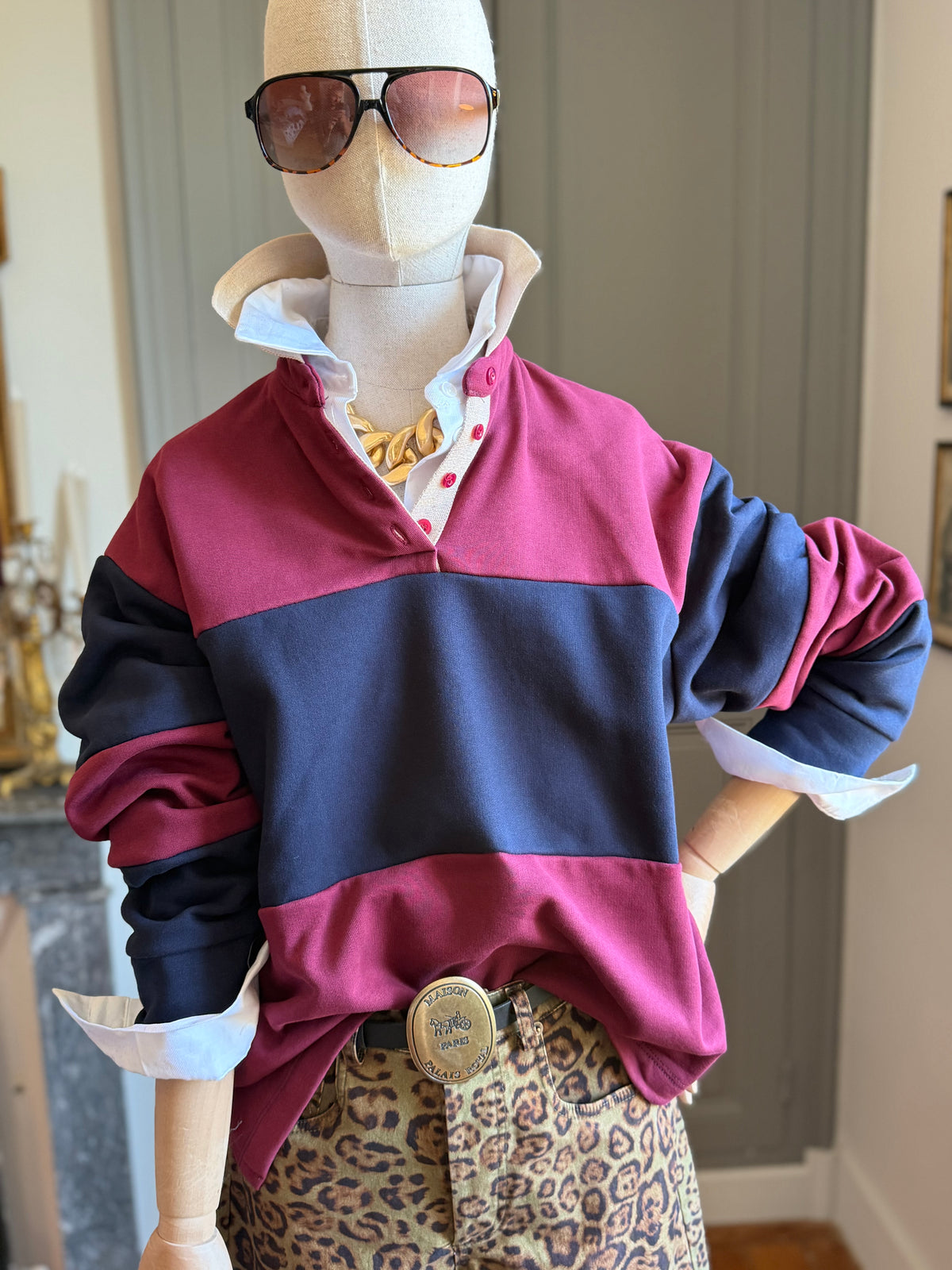 Polo in felpa a righe