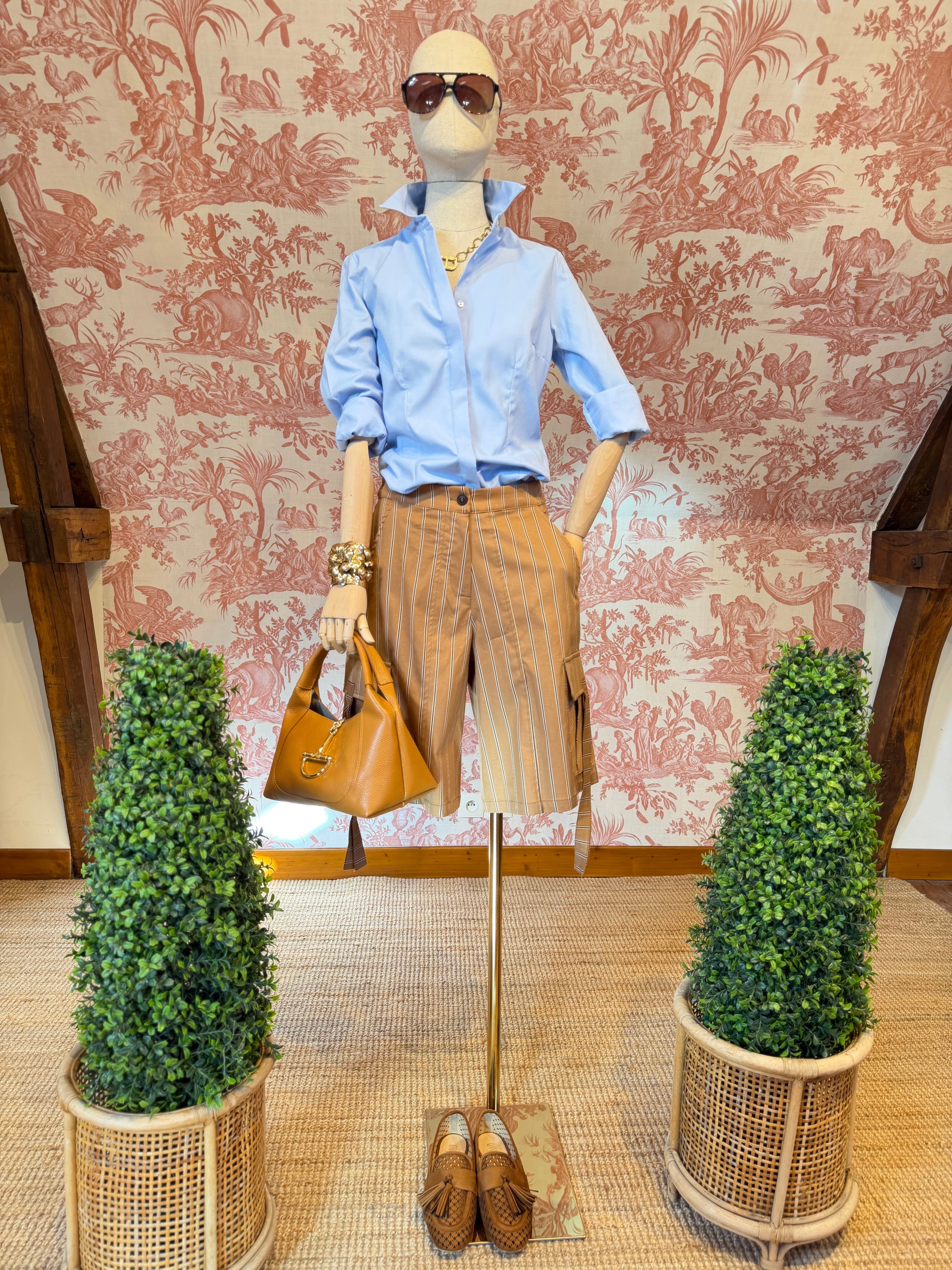 Chalk stripe pocket Bermuda shorts