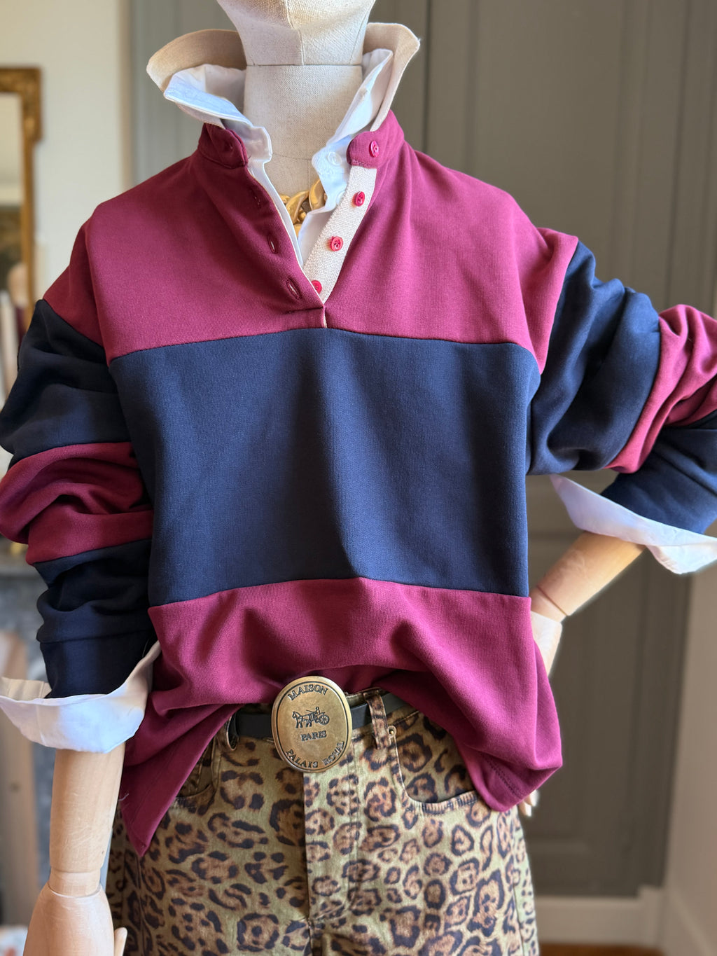 Polo in felpa a righe