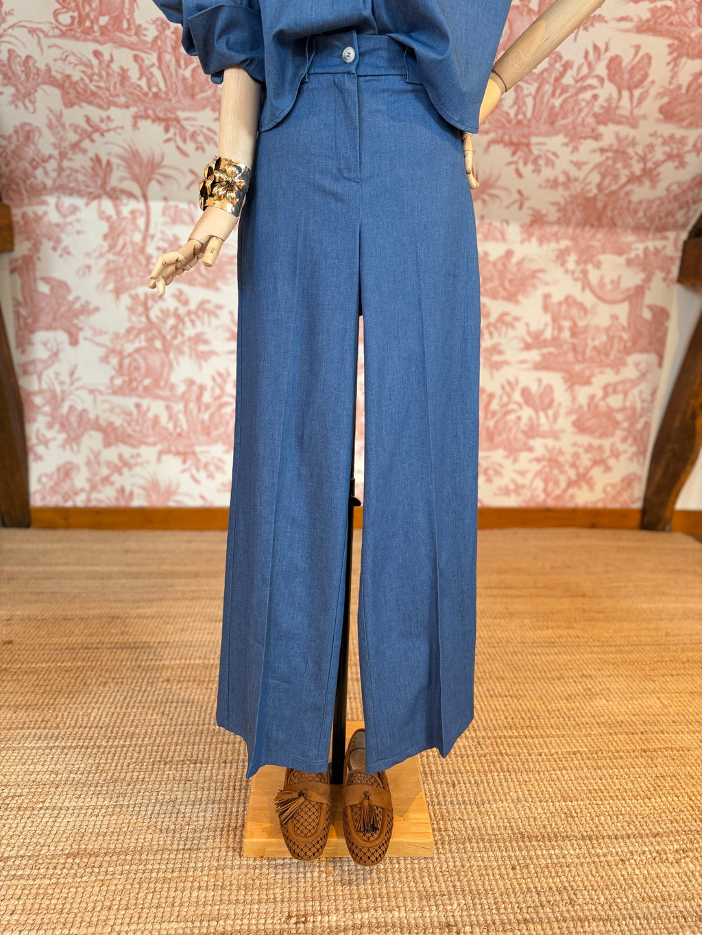 Pantalone chambray palazzo