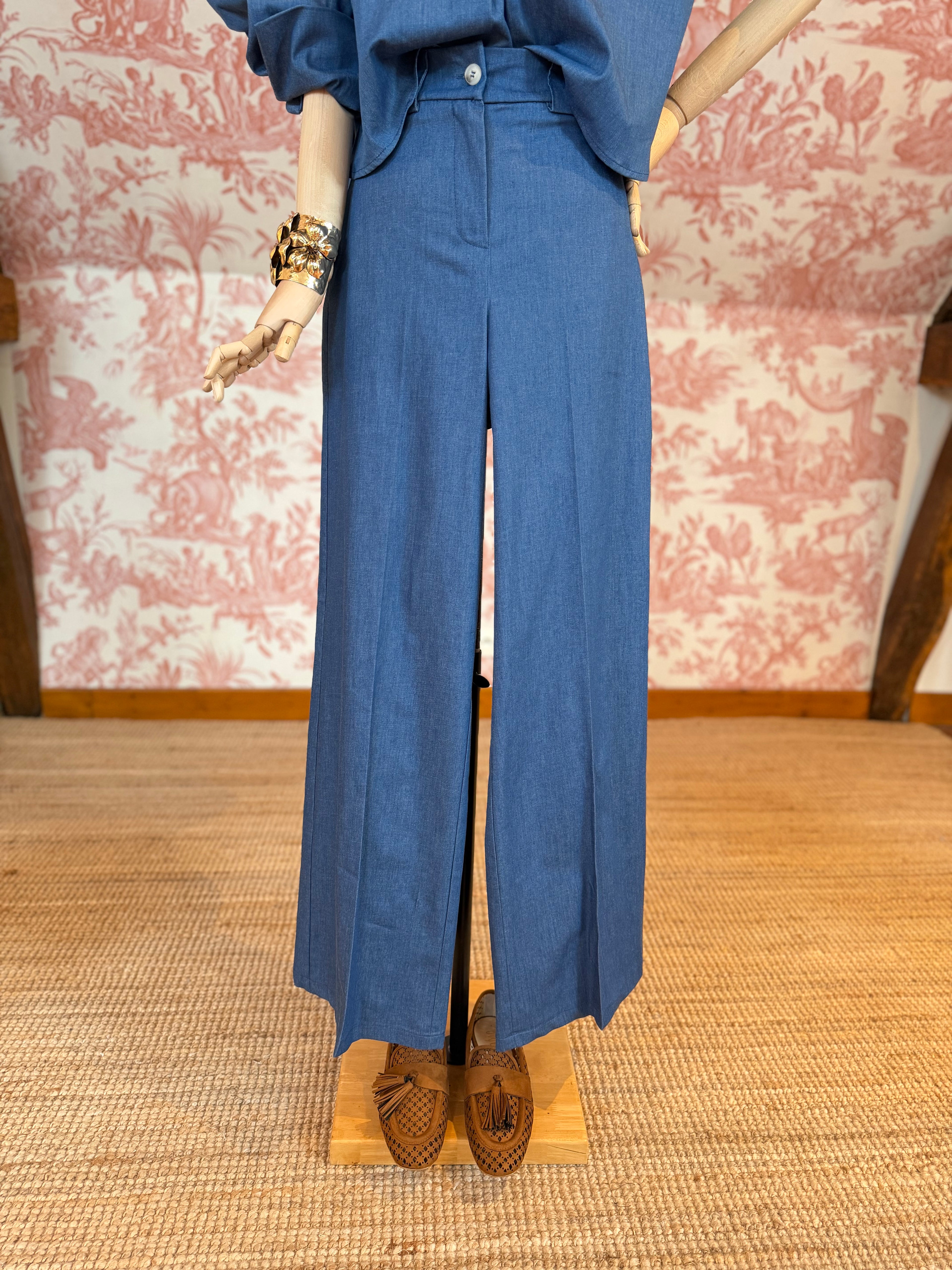 Pantalone chambray palazzo
