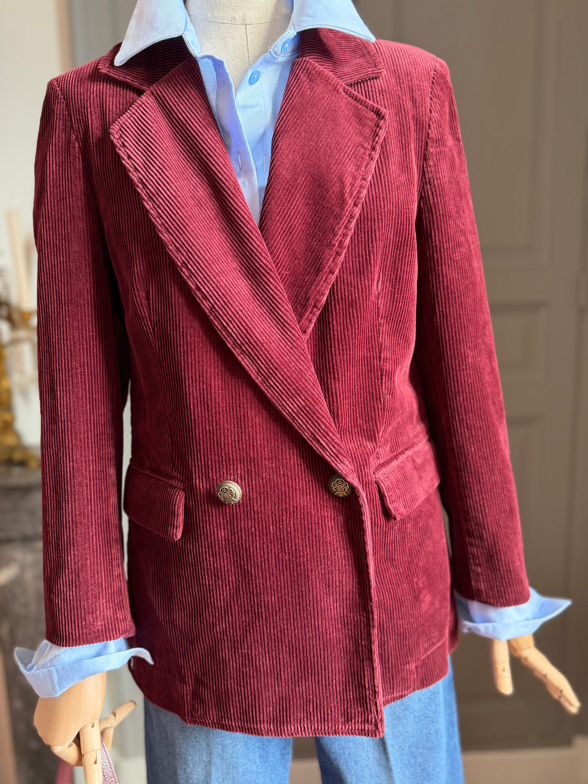 Burgundy corduroy blazer
