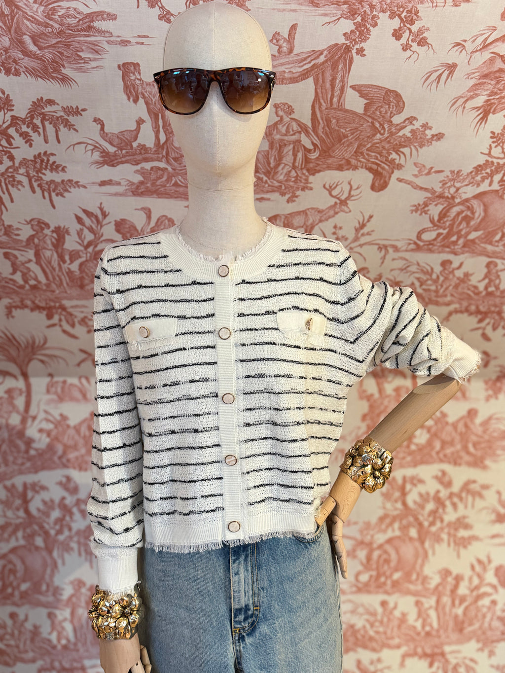 Cardigan-effect sweater