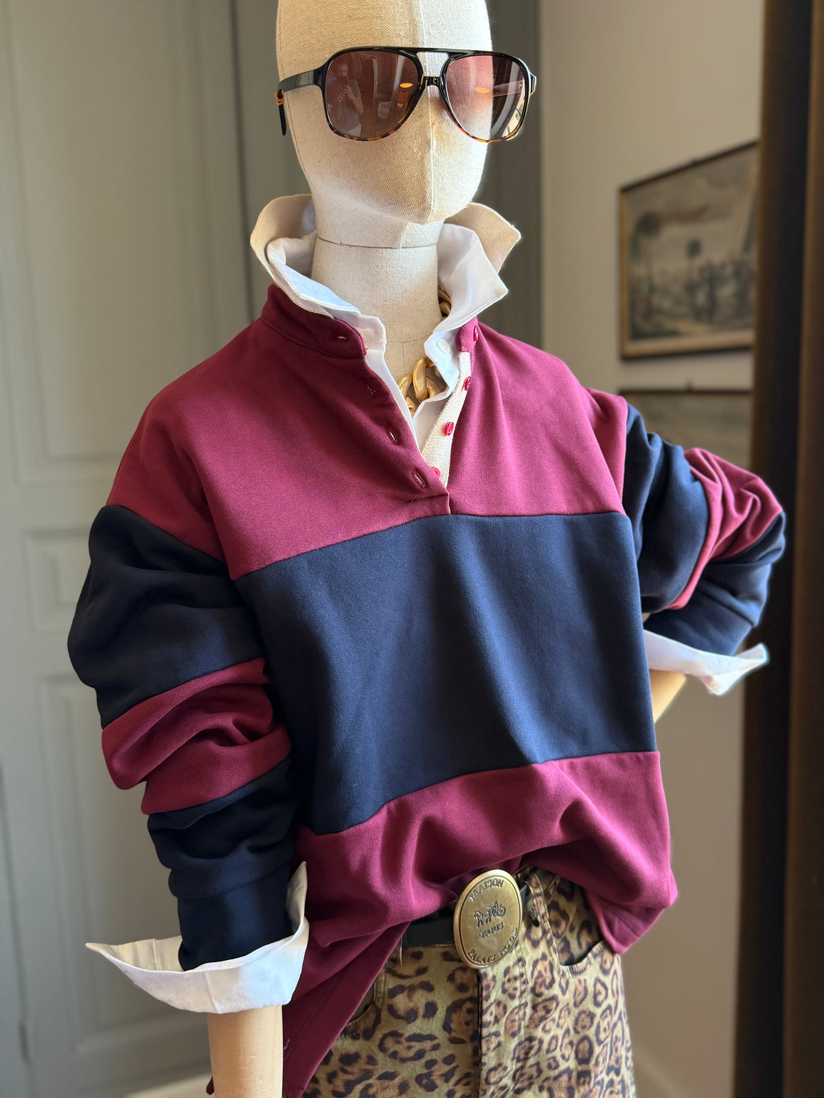 Polo in felpa a righe