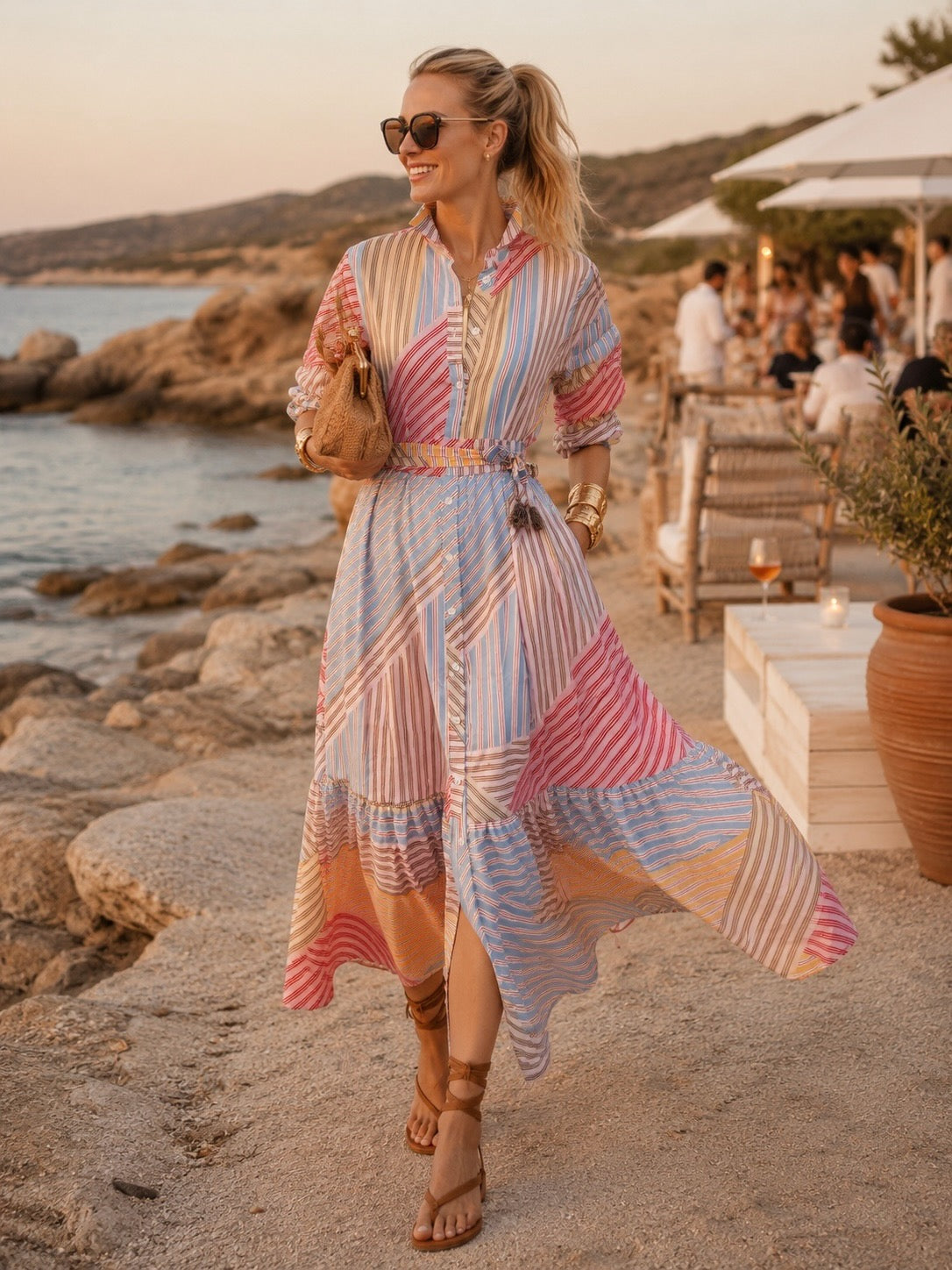 Striped muslin blouse