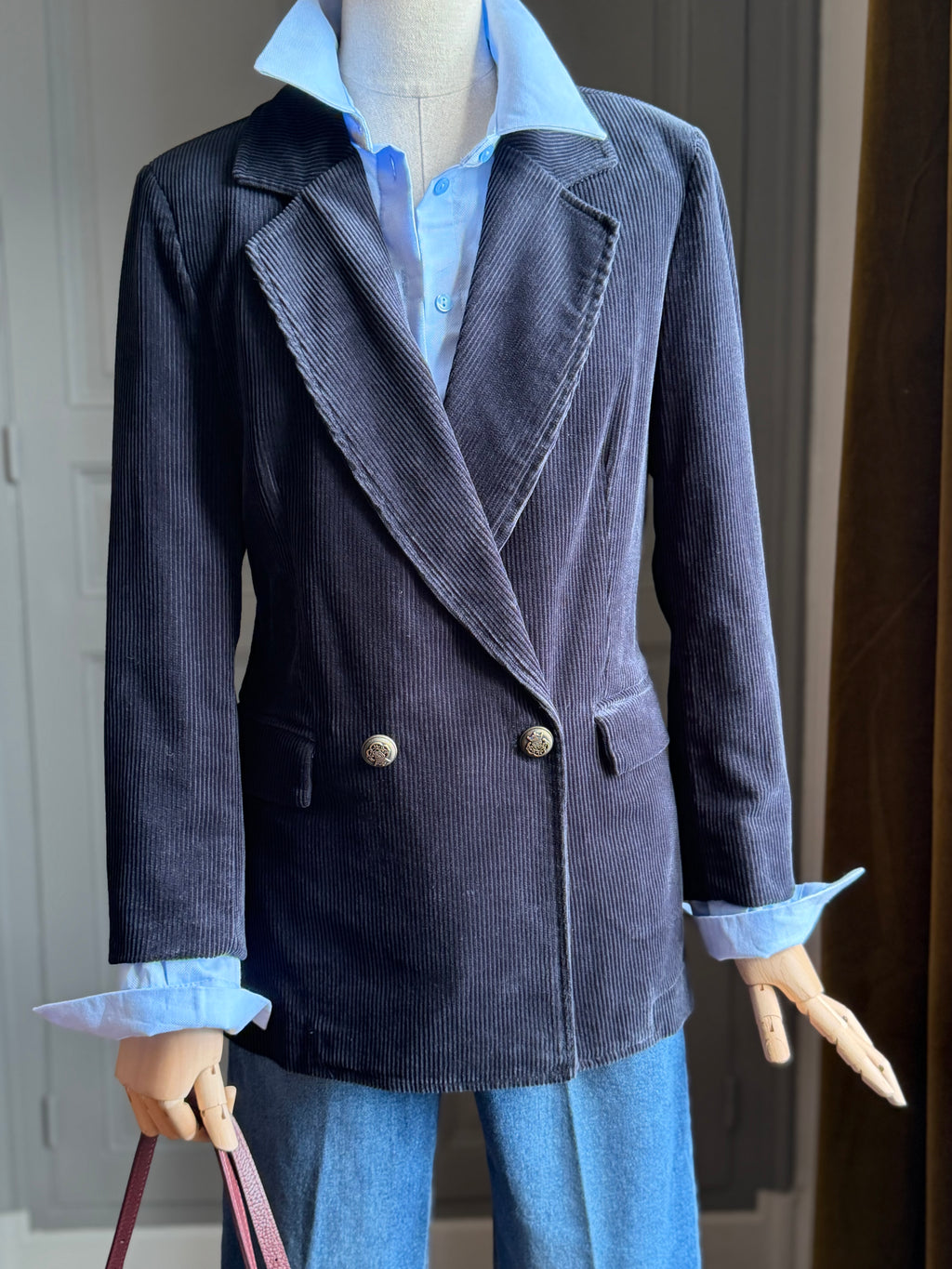 Blazer velluto coste blu