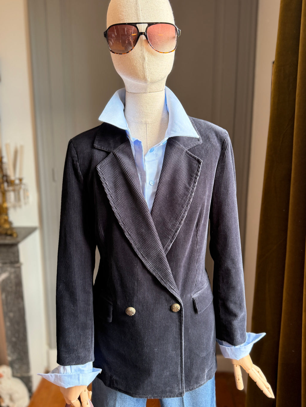 Blazer velluto coste blu