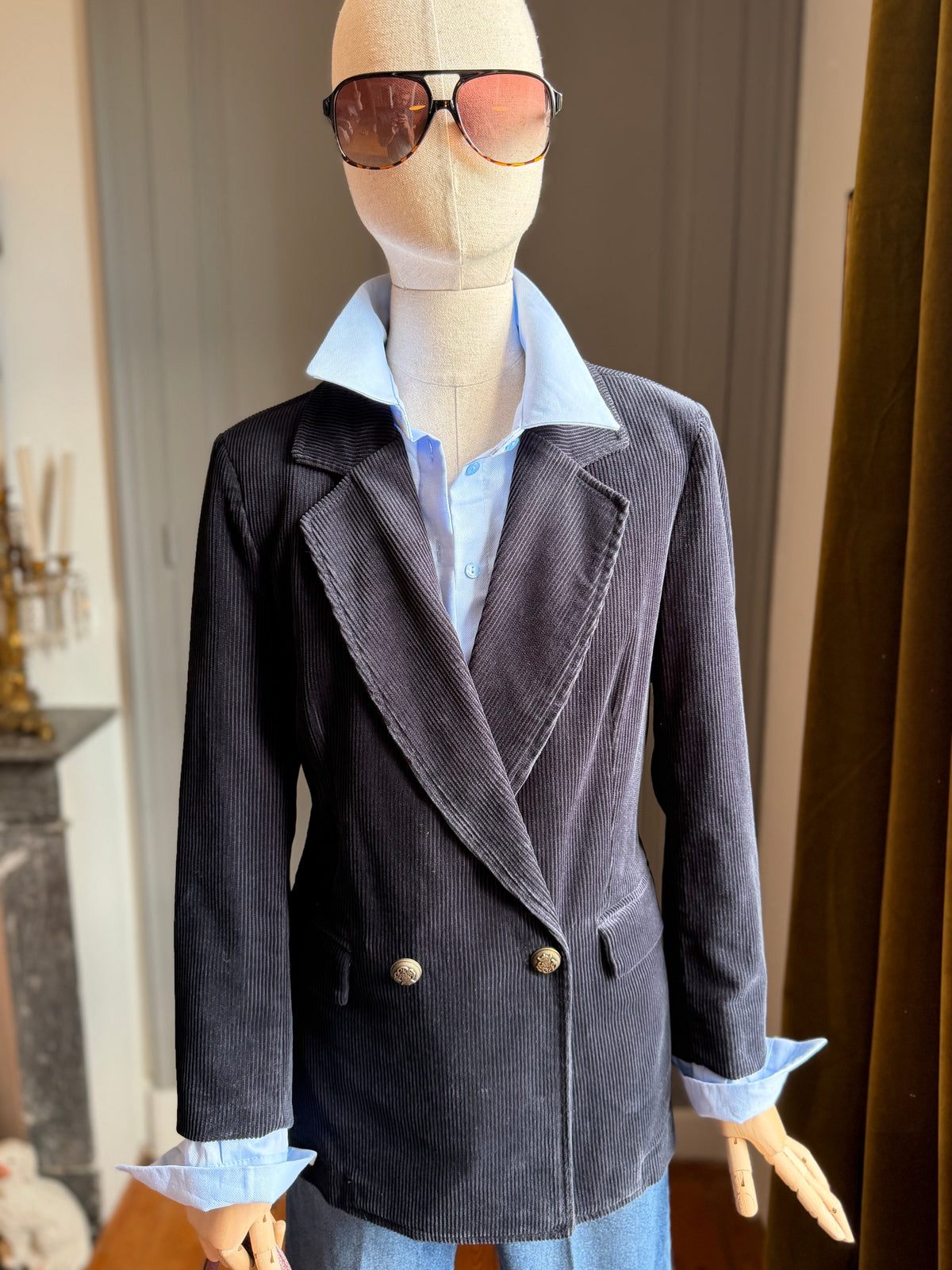 Blazer velluto coste blu