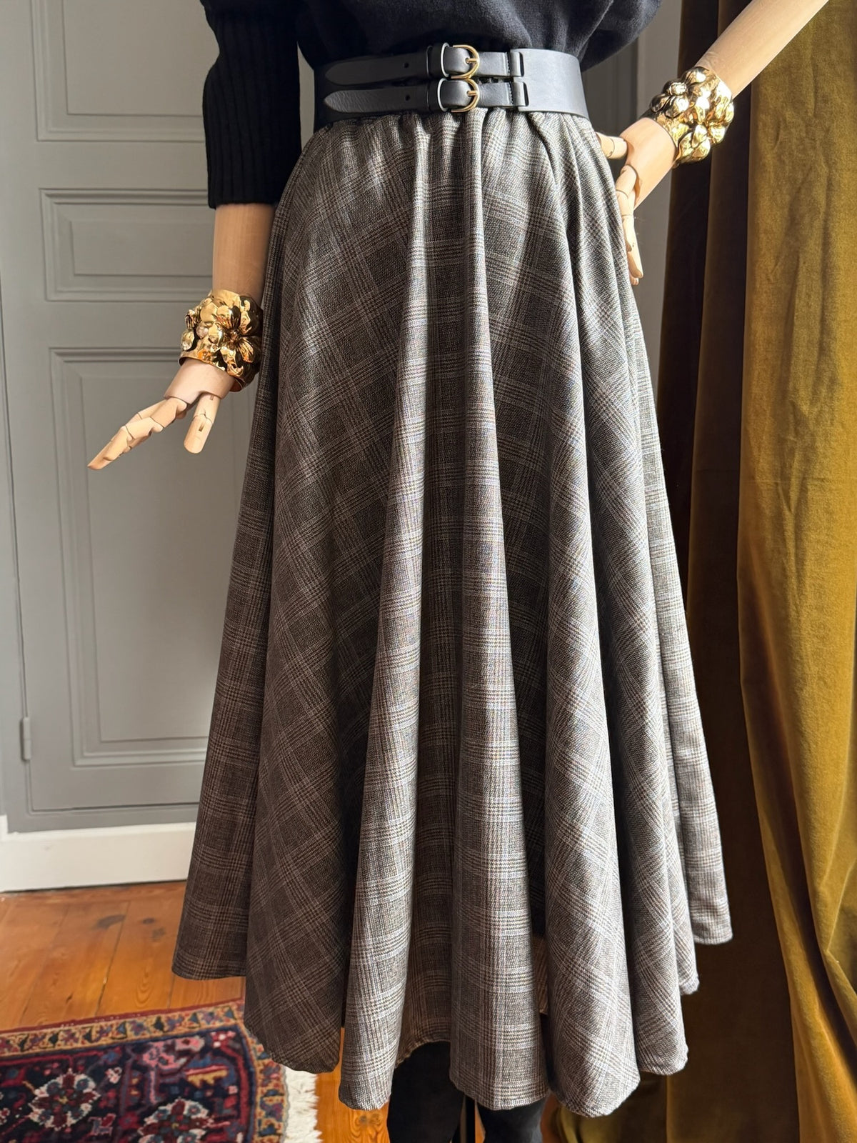Prince of Wales check circle skirt