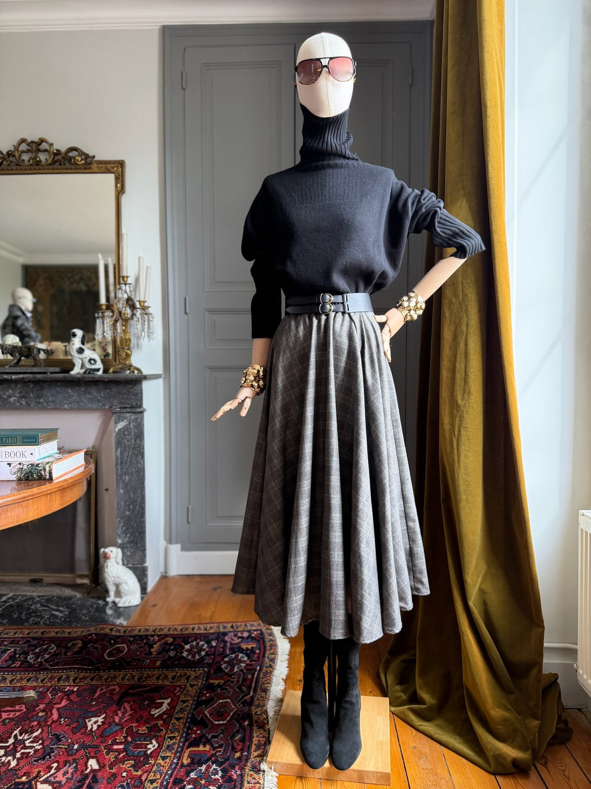 Prince of Wales check circle skirt