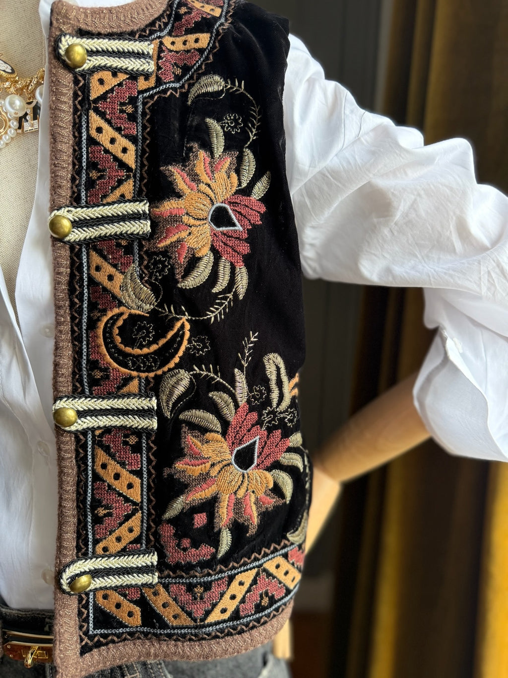 Embroidered velvet waistcoat
