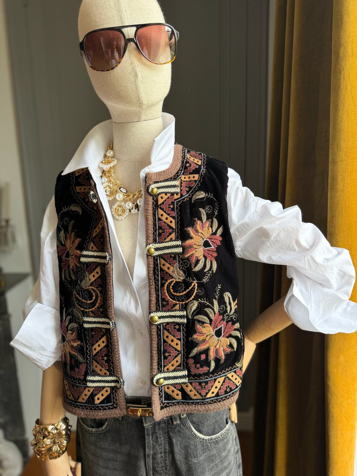 Embroidered velvet waistcoat