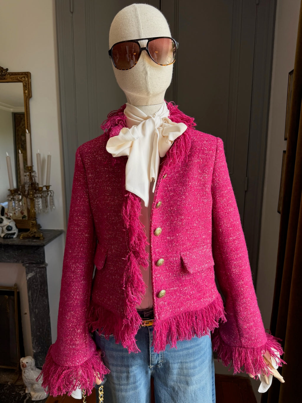 Raspberry bouclé jacket