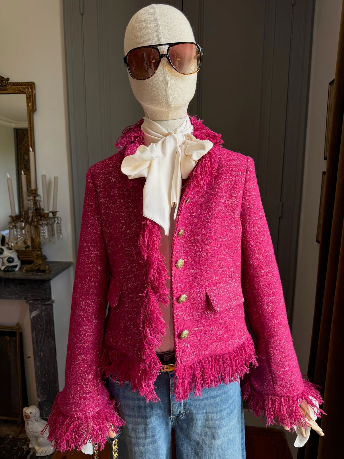 Raspberry bouclé jacket