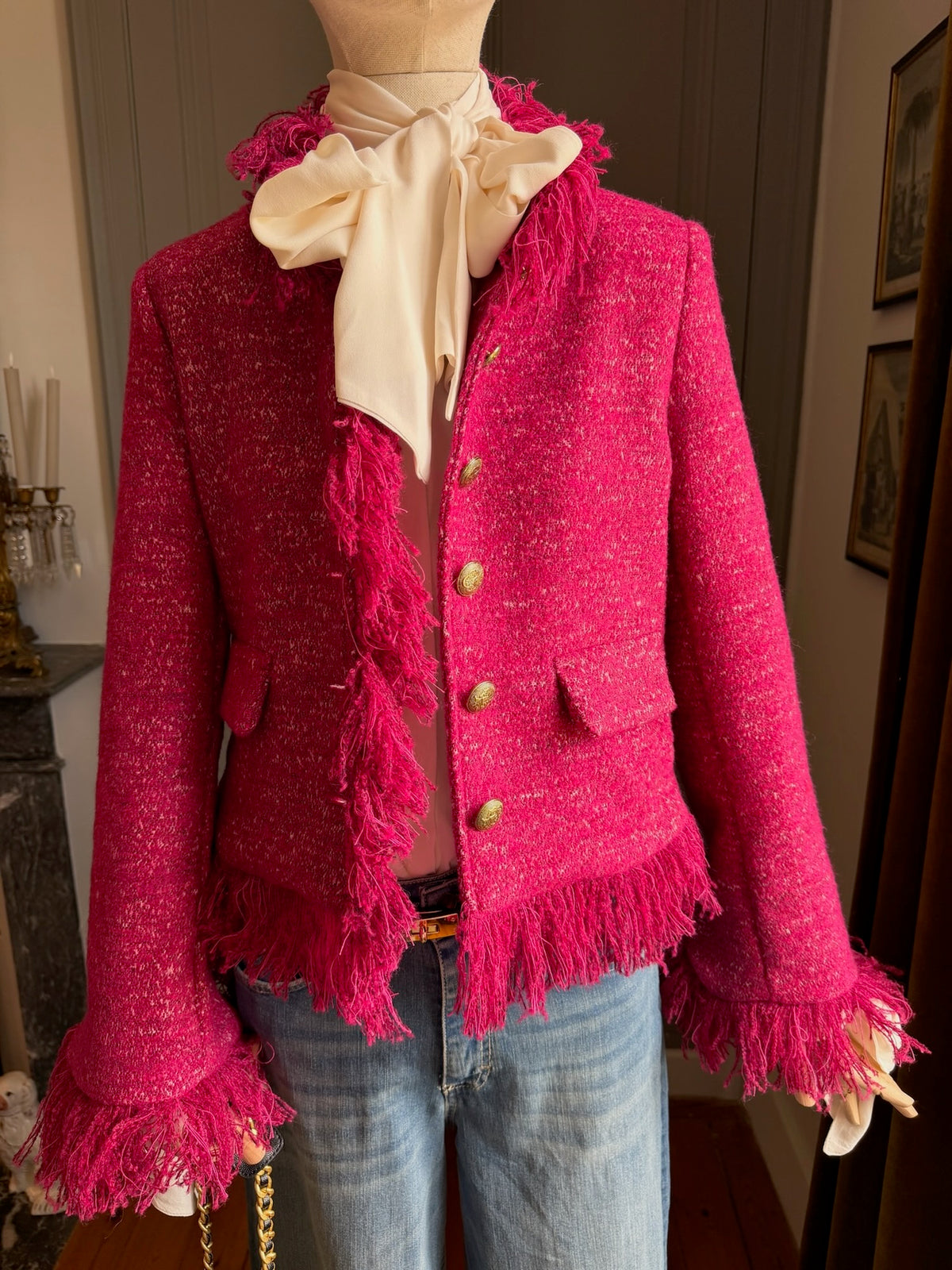 Raspberry bouclé jacket