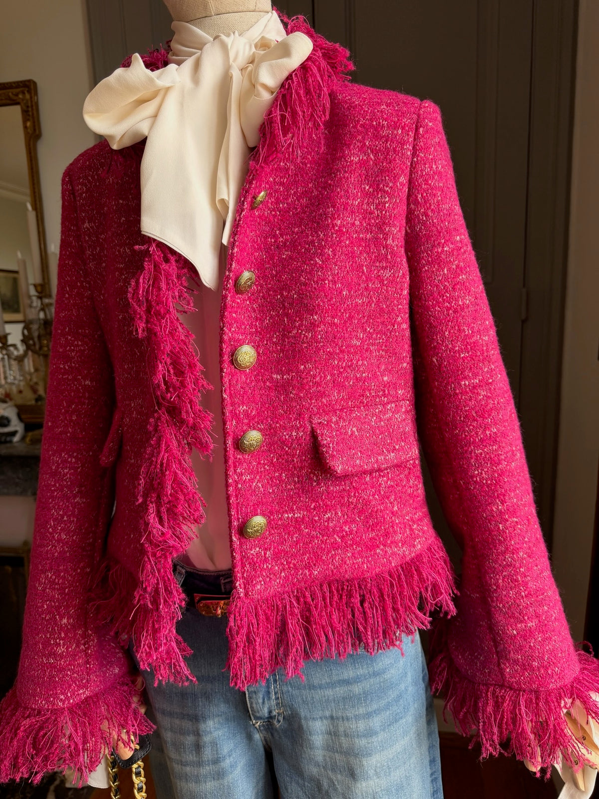 Raspberry bouclé jacket