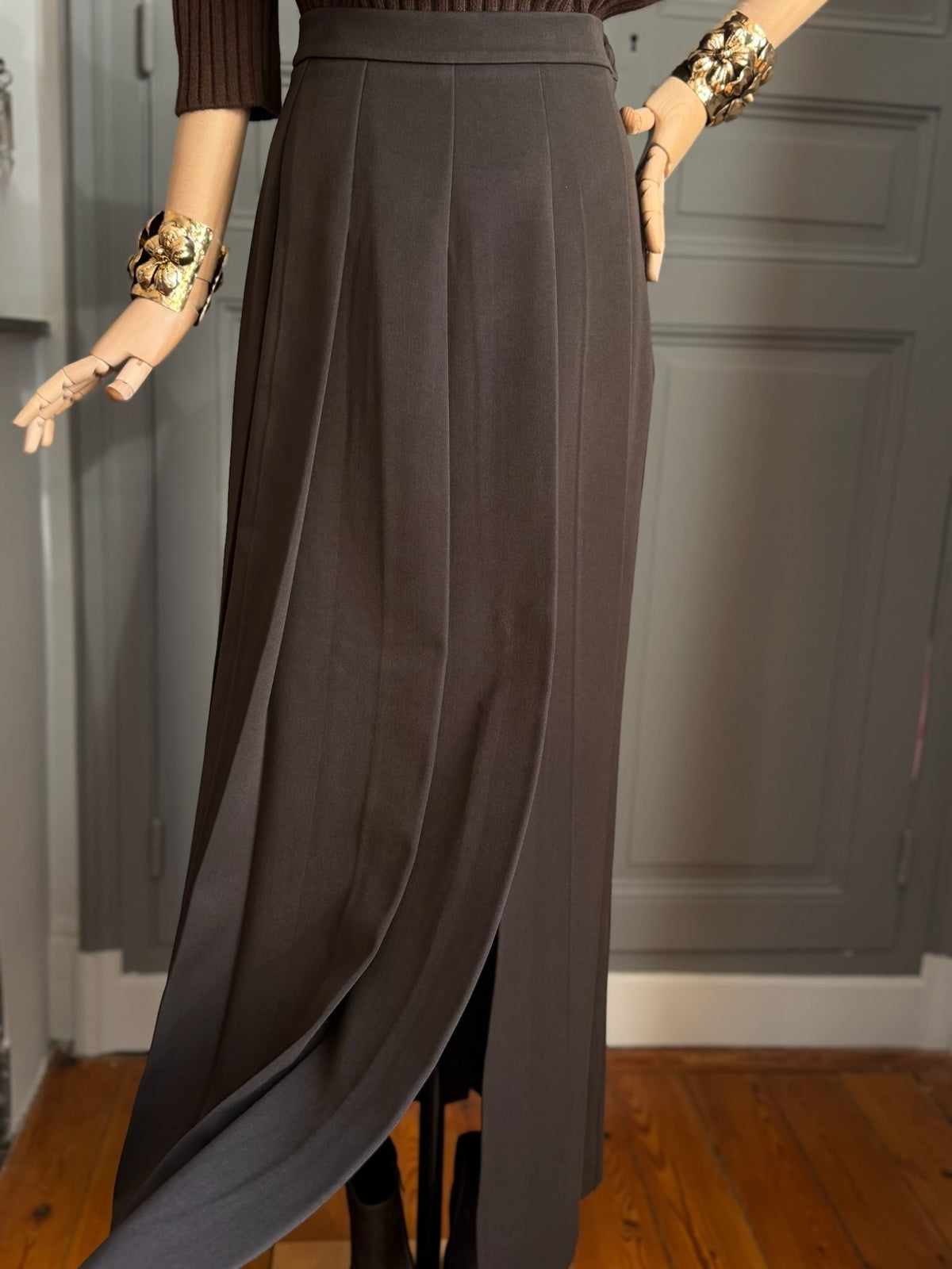 Gonna lunga pieghe moro