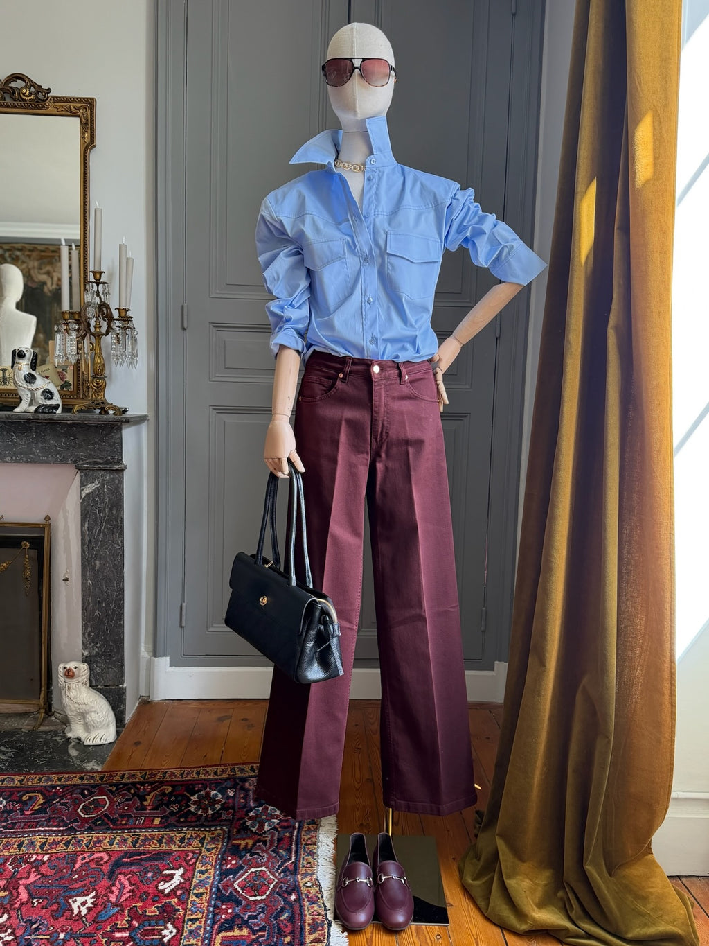 Burgundy palazzo jeans