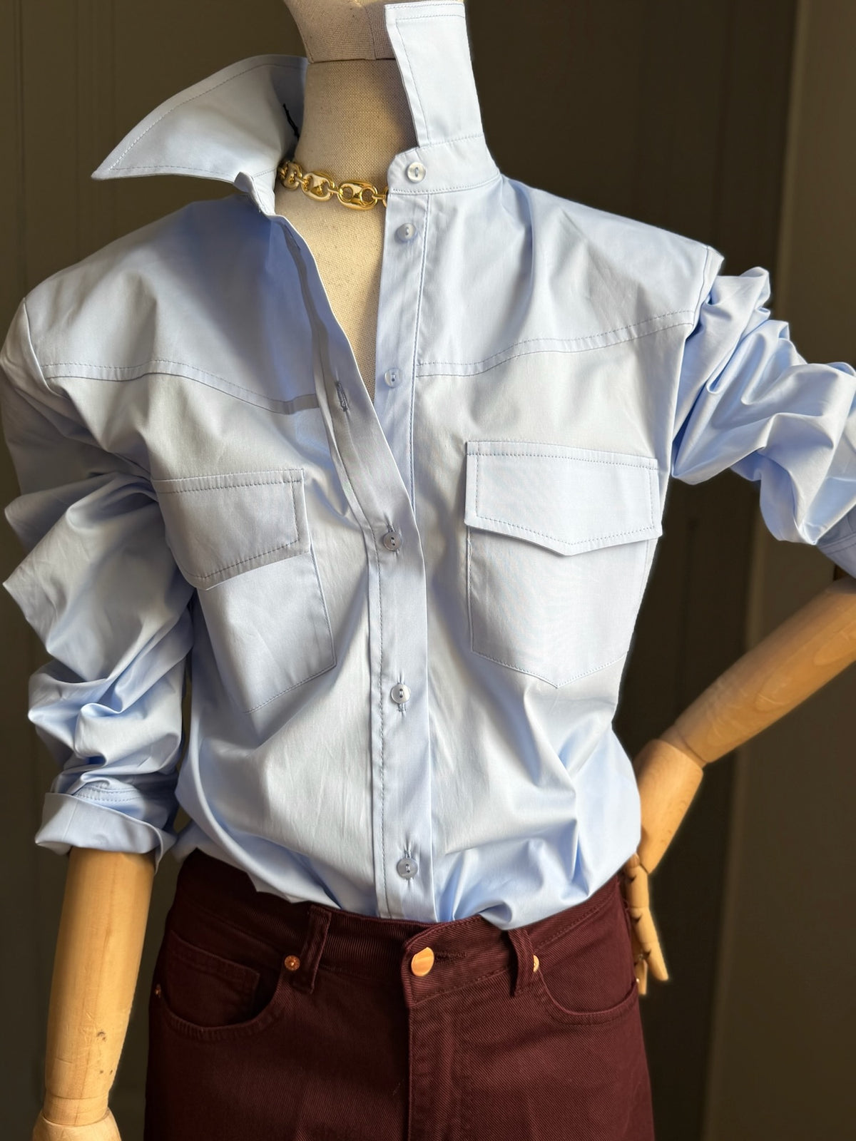 Camicia military azzurra