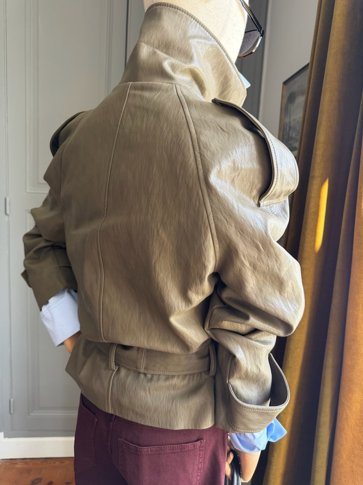 Giubbotto ecopelle olive