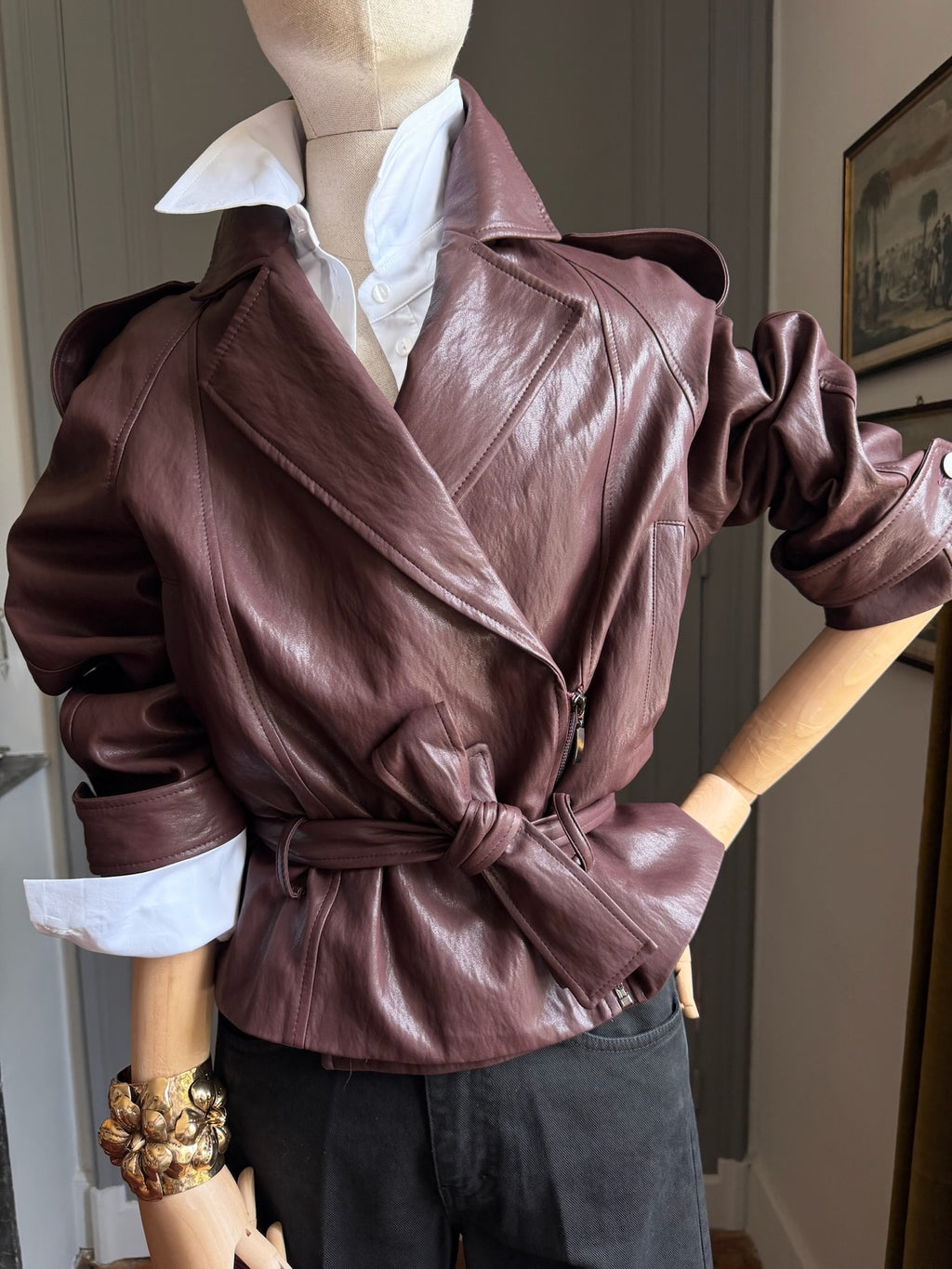 Giubbotto ecopelle bordeaux