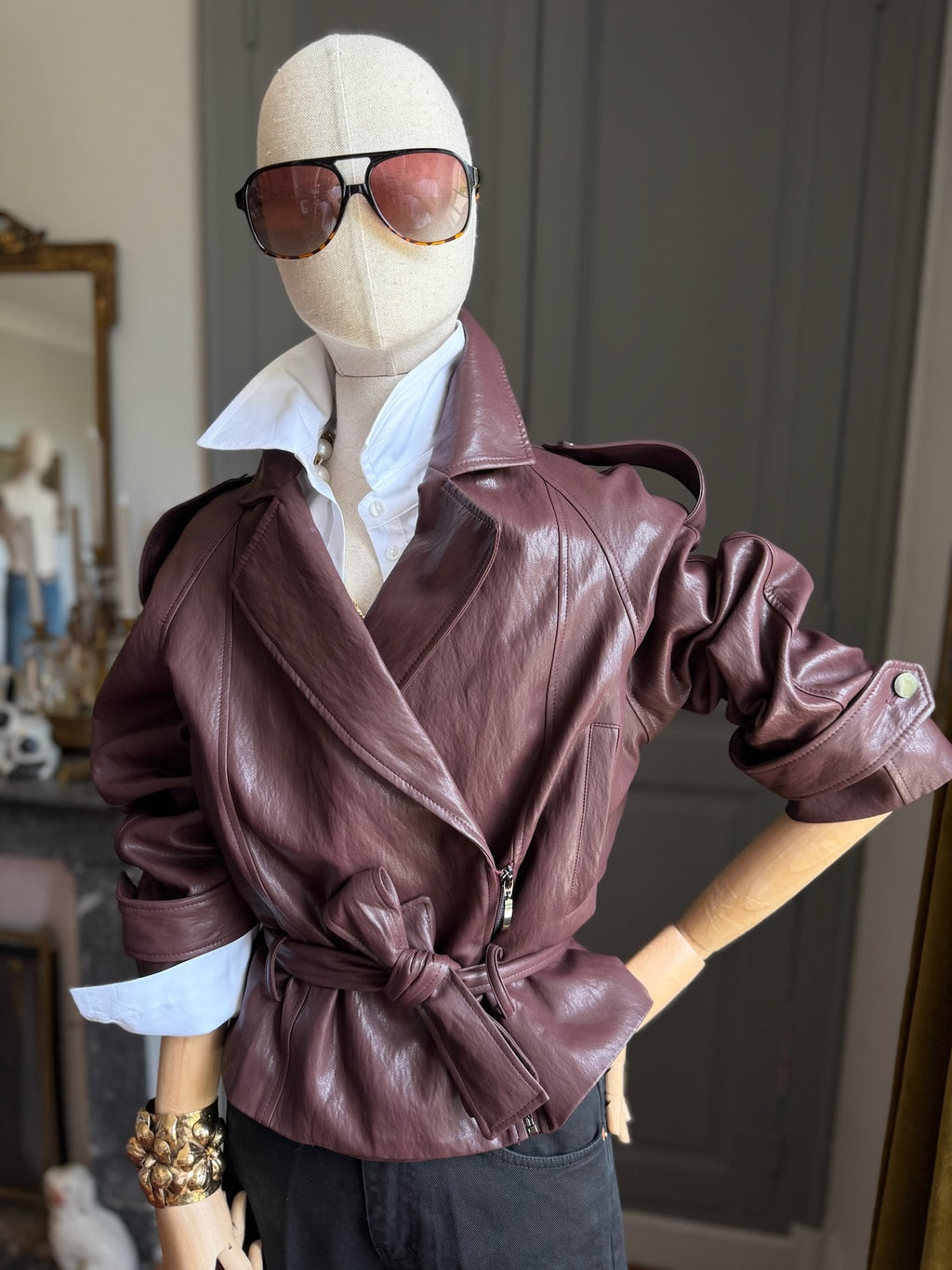 Giubbotto ecopelle bordeaux