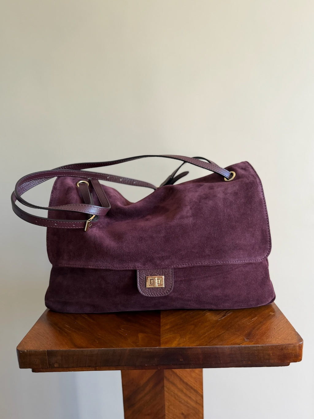 Maxi flap bag camoscio bordeaux