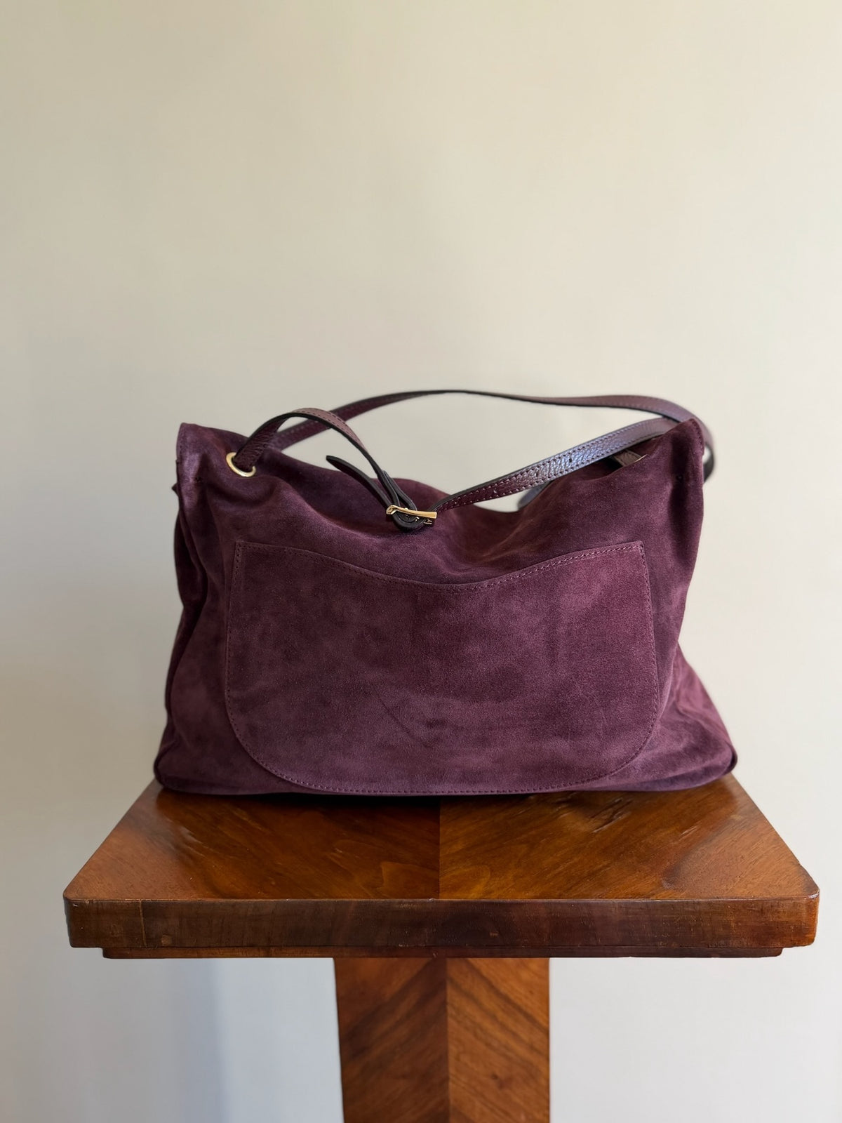 Maxi flap bag camoscio bordeaux
