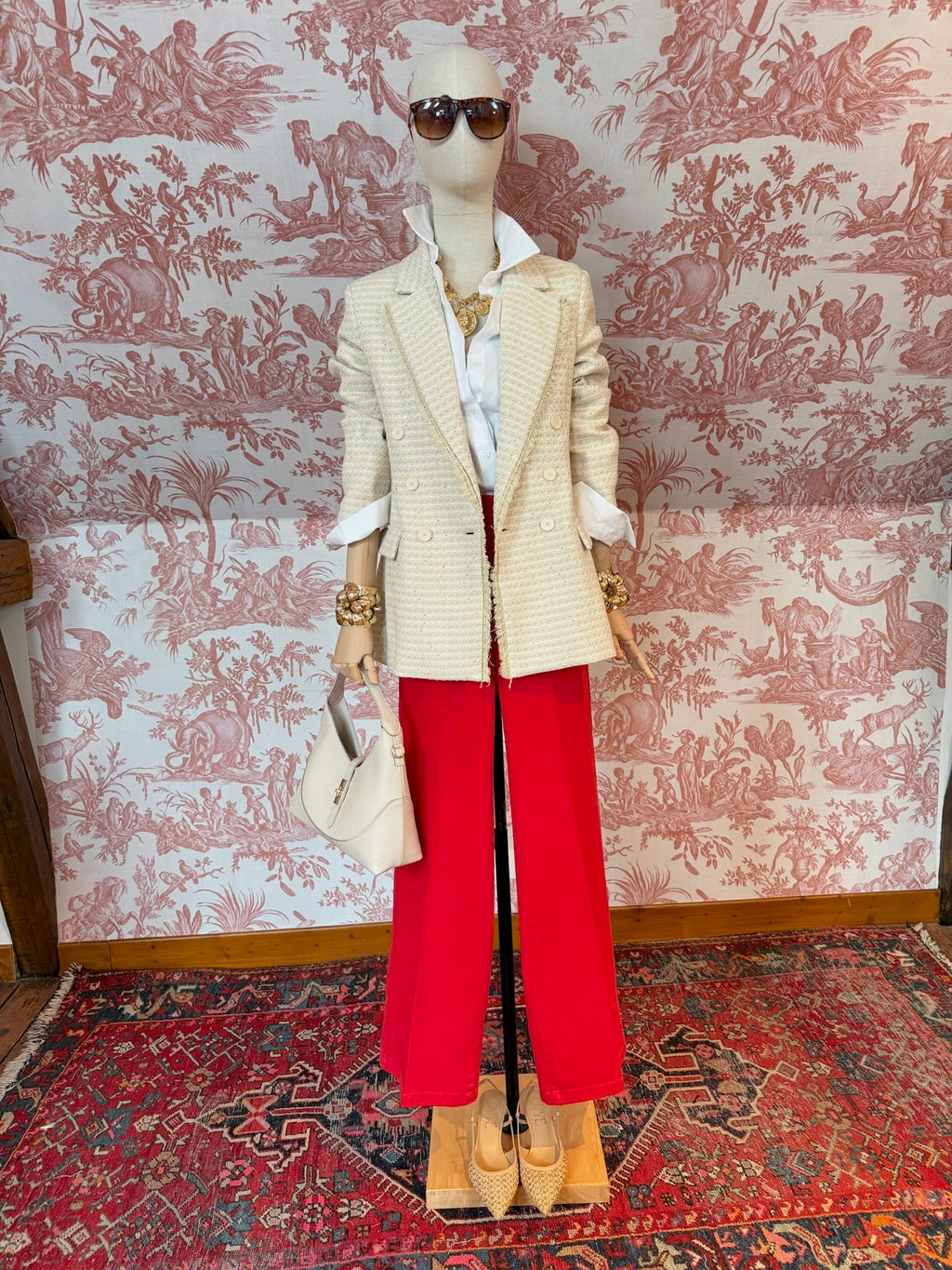 Red palazzo jeans