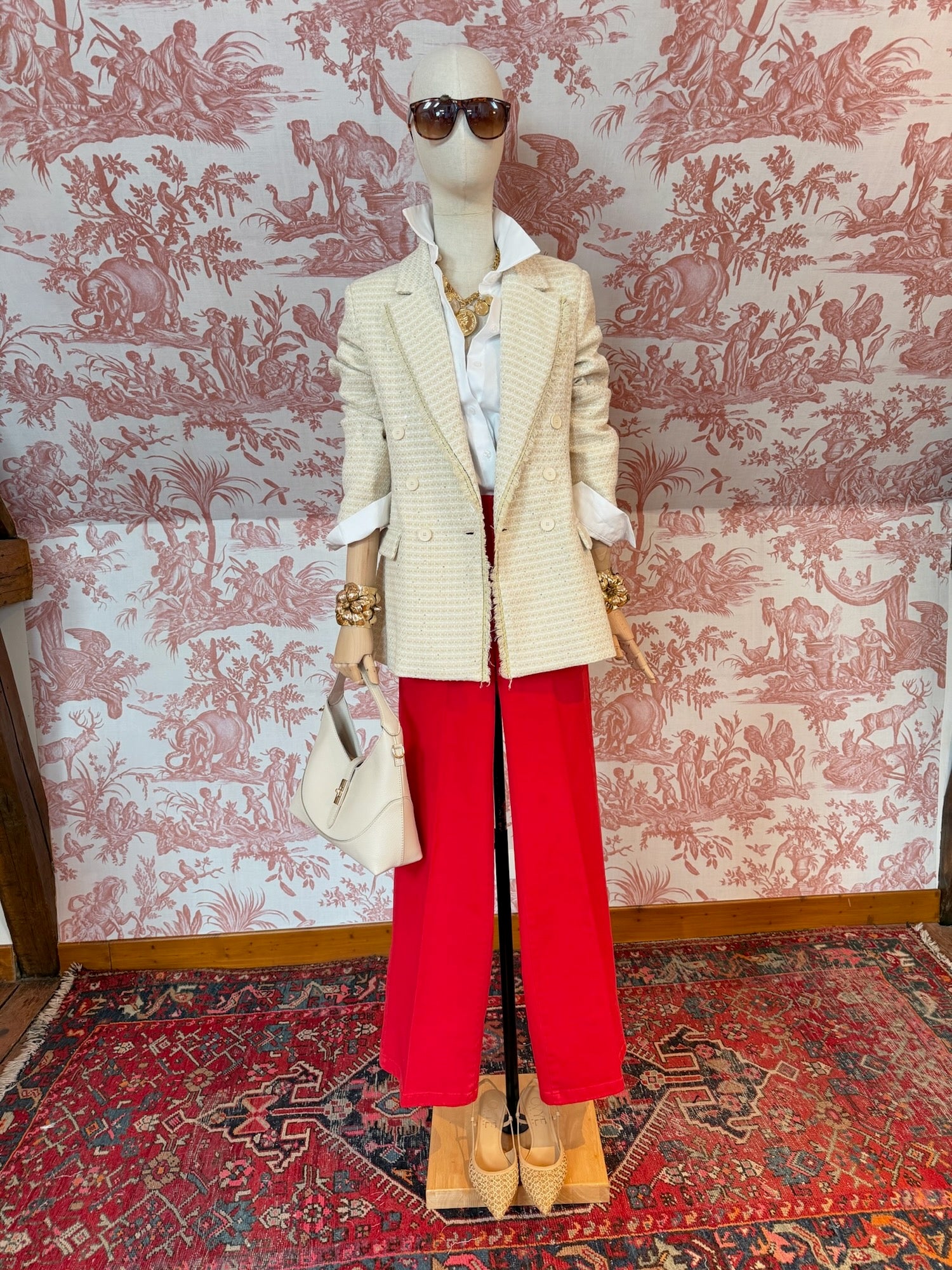 Red palazzo jeans