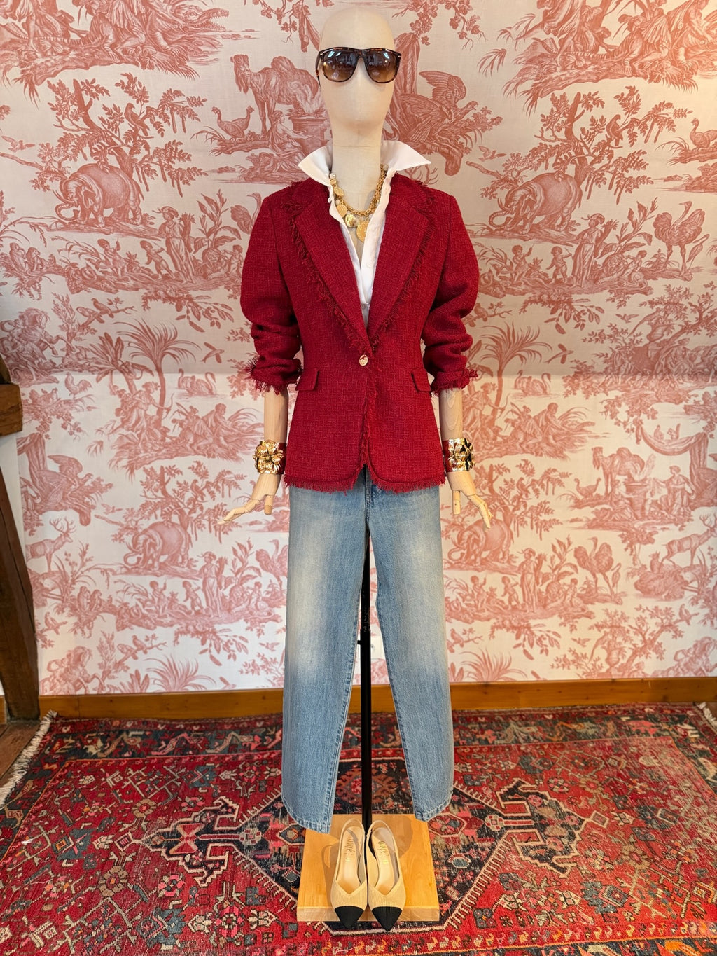 Red bouclé jacket