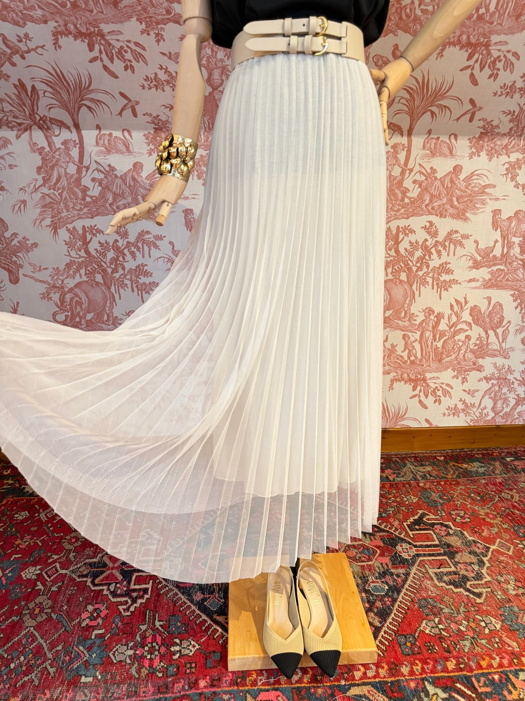 Gonna tulle plisset crema