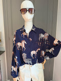 Camicia blu stampa cavalli