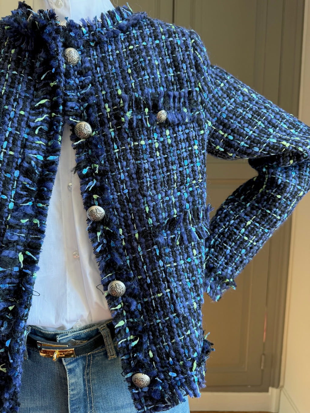 Blue bouclé jacket