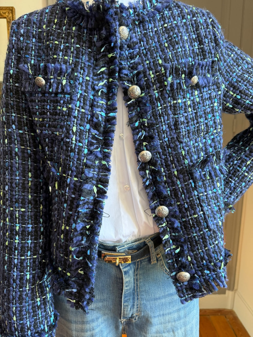 Blue bouclé jacket