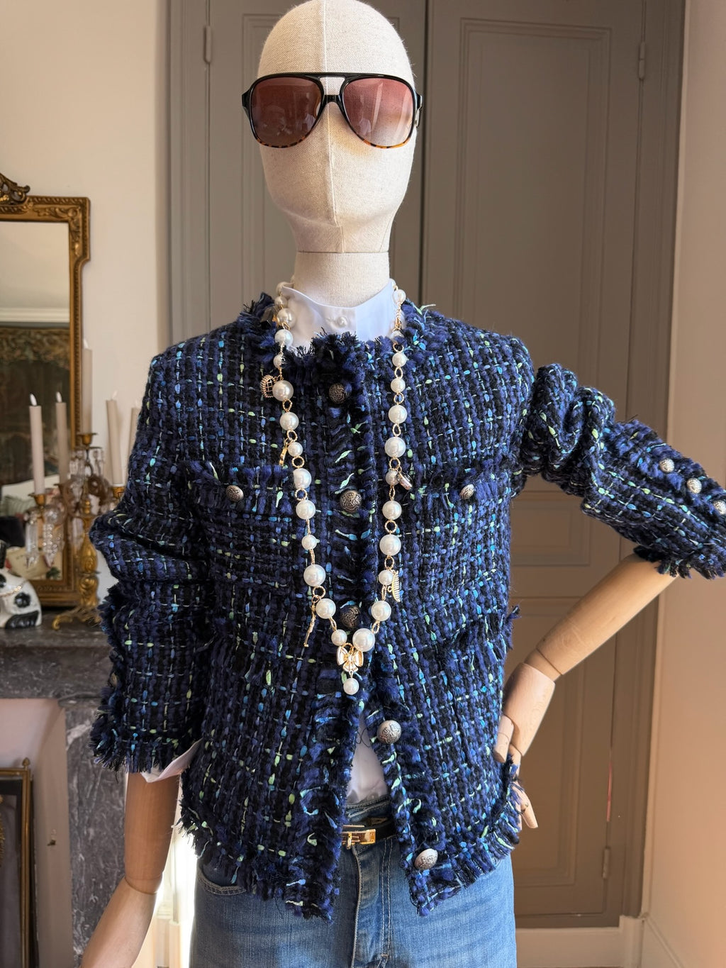 Blue bouclé jacket